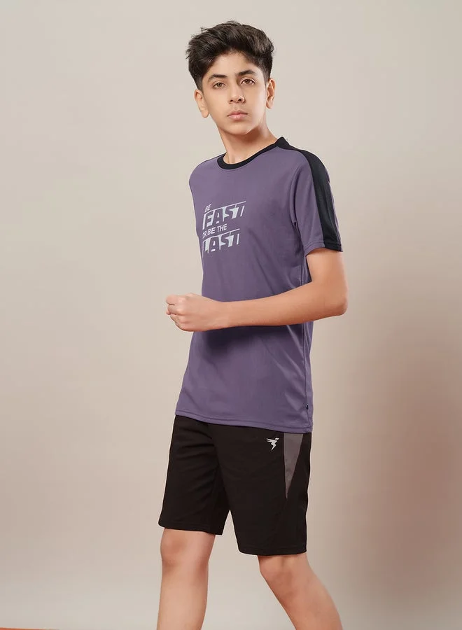 تكنوسبورت تيشيرت بياقة دائرية بتصميم كتل الألوان ومقاس عادي